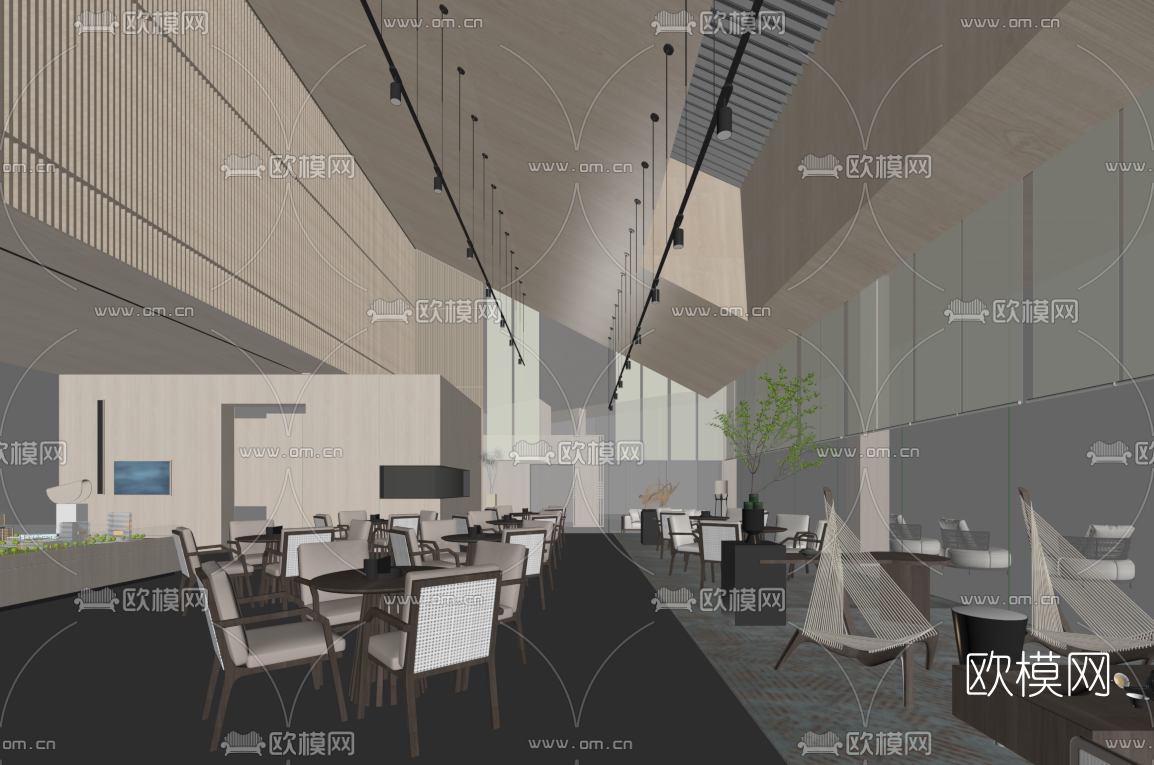 现代简约快餐厅su模型