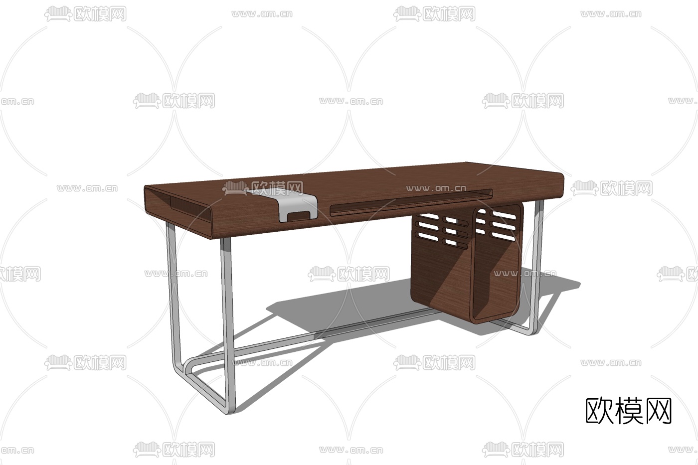 现代实木书桌免费su模型下载