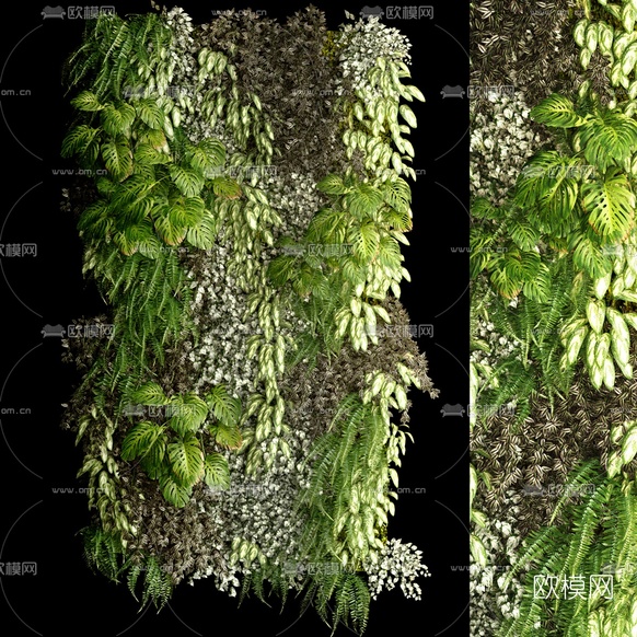 现代绿植植物墙3d模型下载