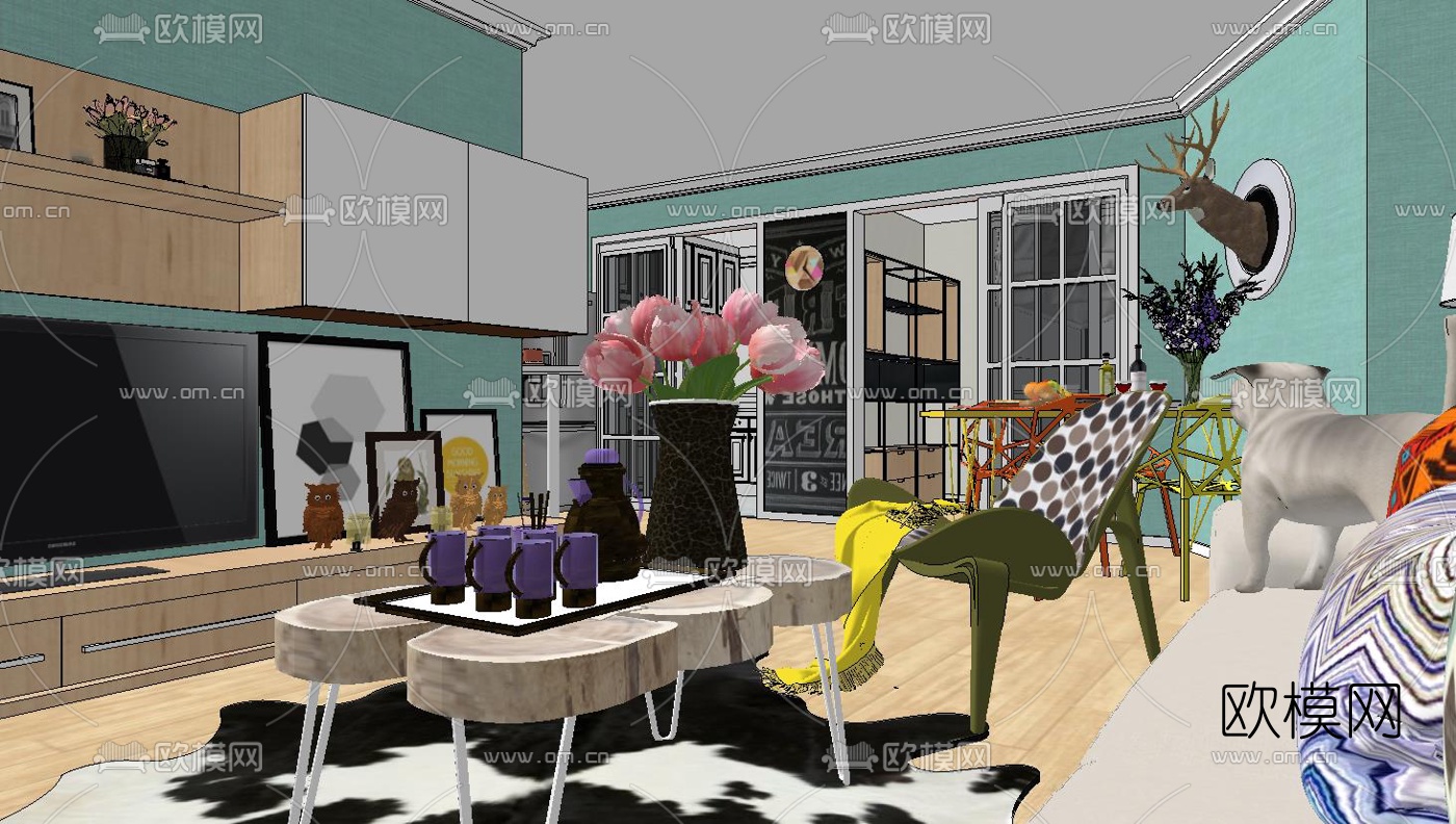 北欧公寓su模型下载（渲染图2）