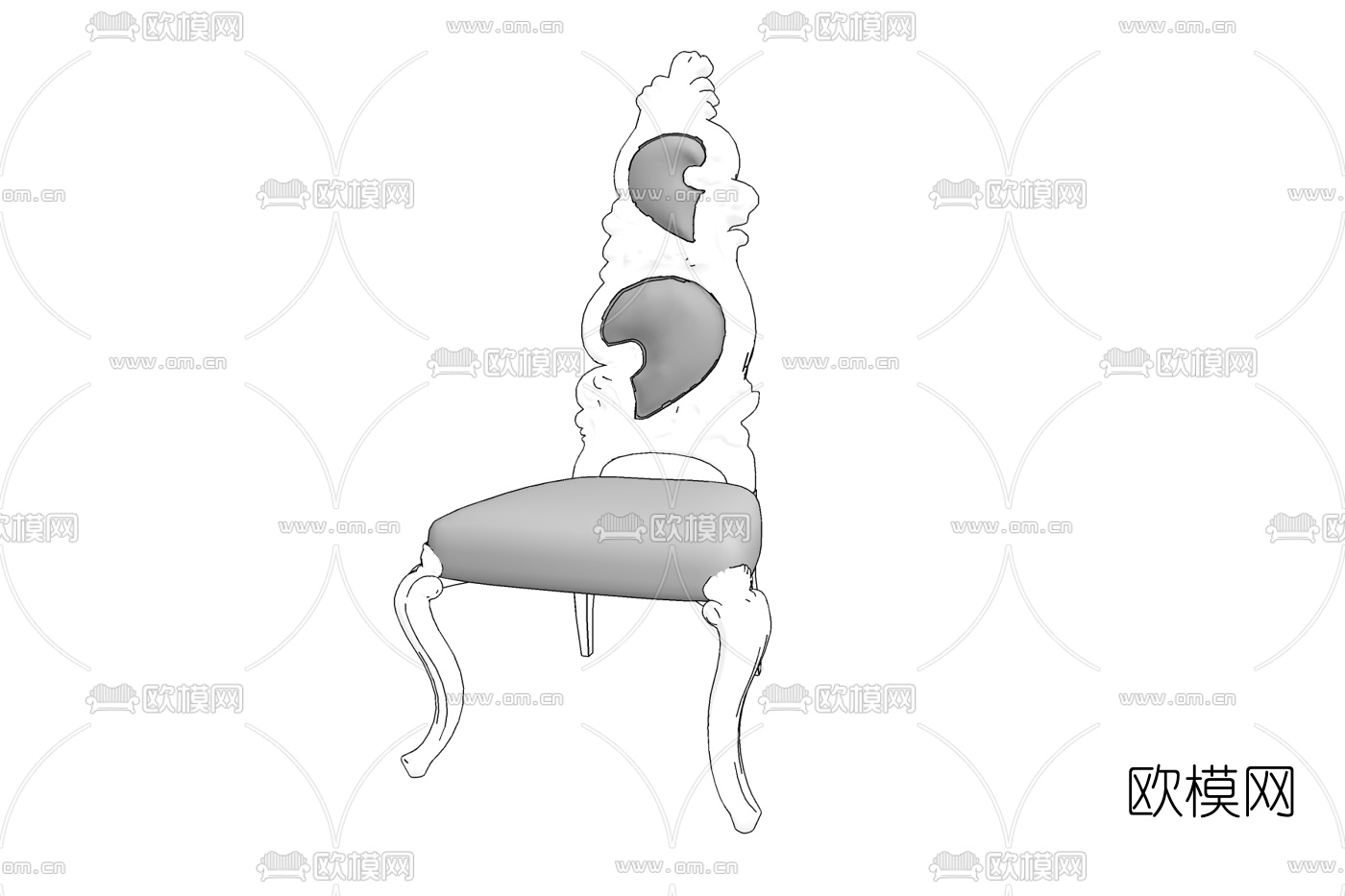 欧式高背休闲椅免费su模型下载