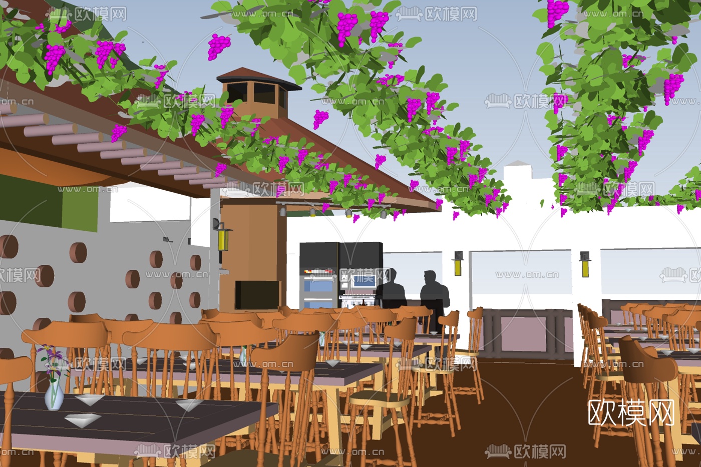 现代快餐店免费su模型下载