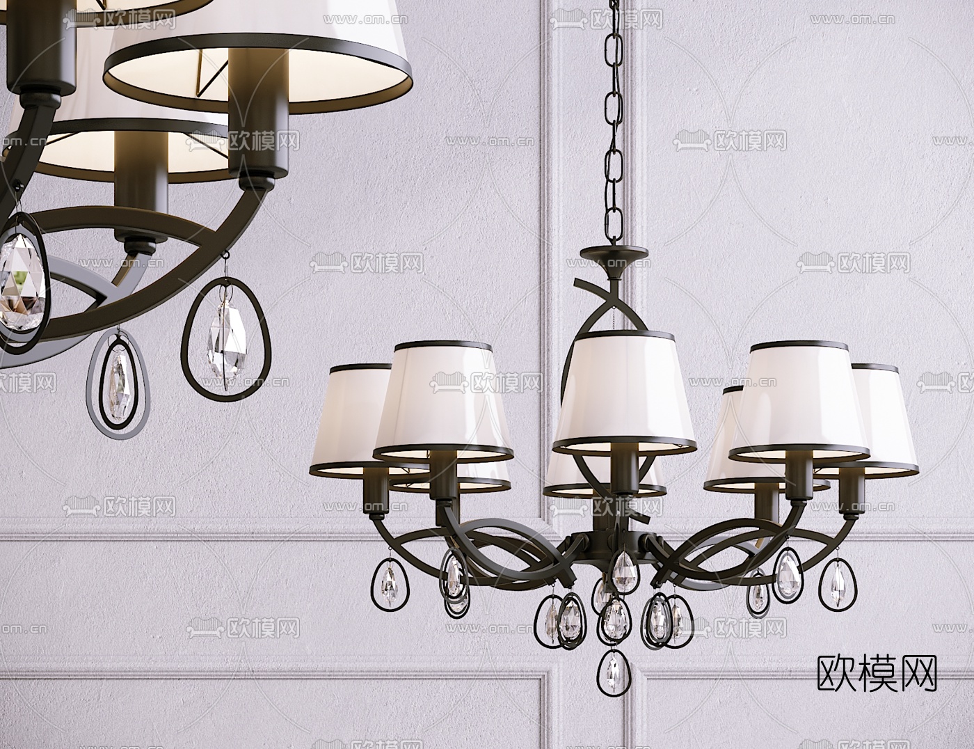 简欧金属多头吊灯3d模型下载