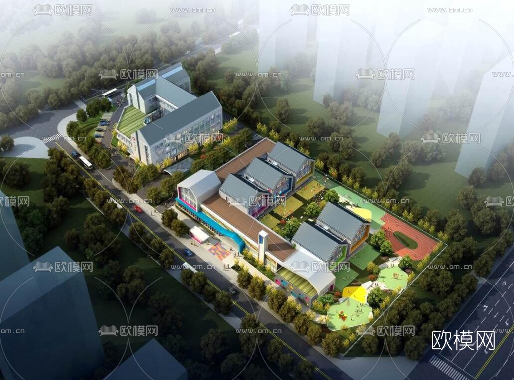 现代幼儿园su模型下载（渲染图1）