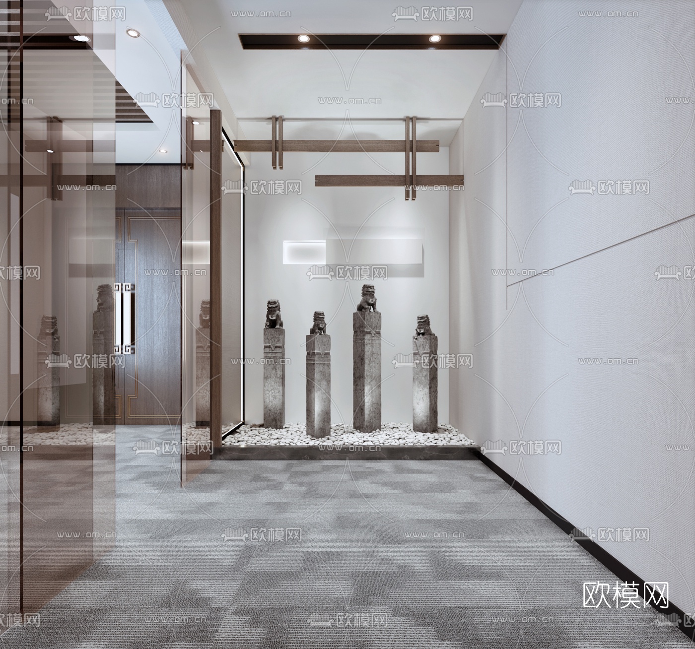 新中式办公室会议室3d模型