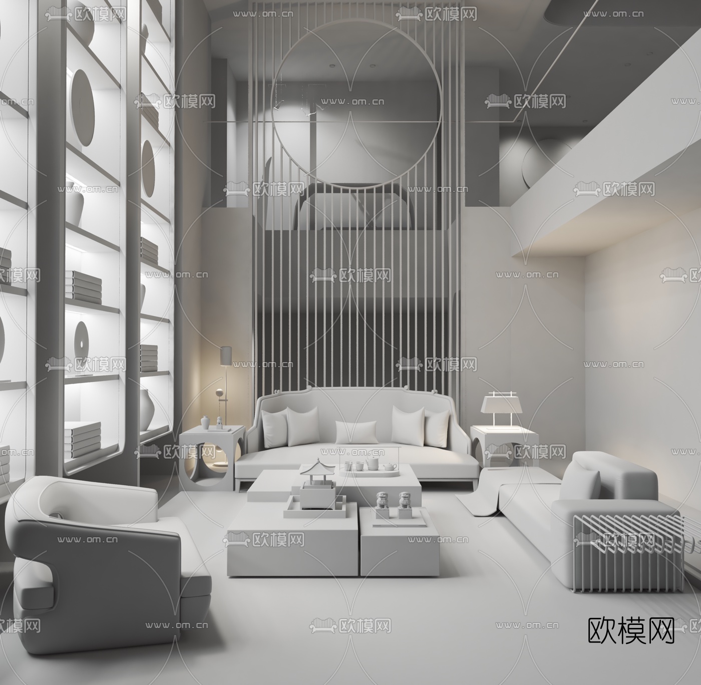 天鼓设计 北京亿城燕西院子61联排别墅3d模型下载（渲染图2）