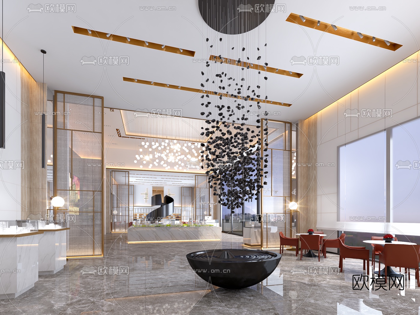 现代轻奢售楼处3d模型下载（渲染图4）