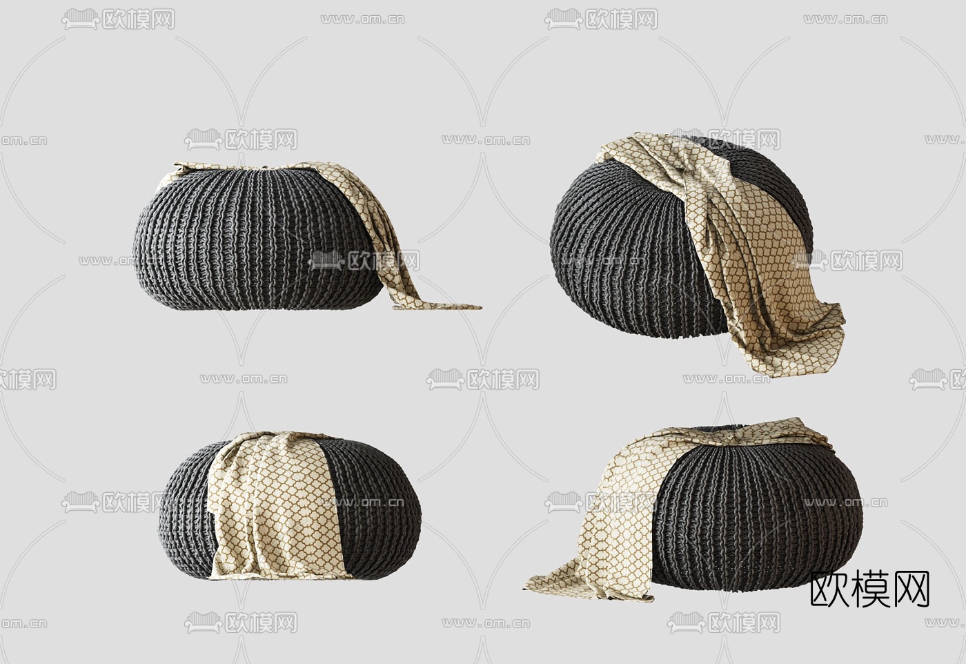 现代布艺坐垫3d模型下载