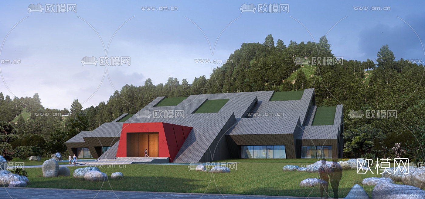 现代博物馆建筑外观3d模型