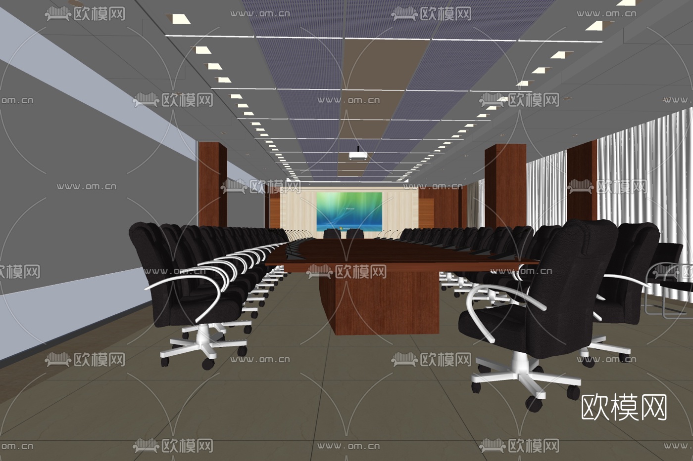 现代会议室免费su模型