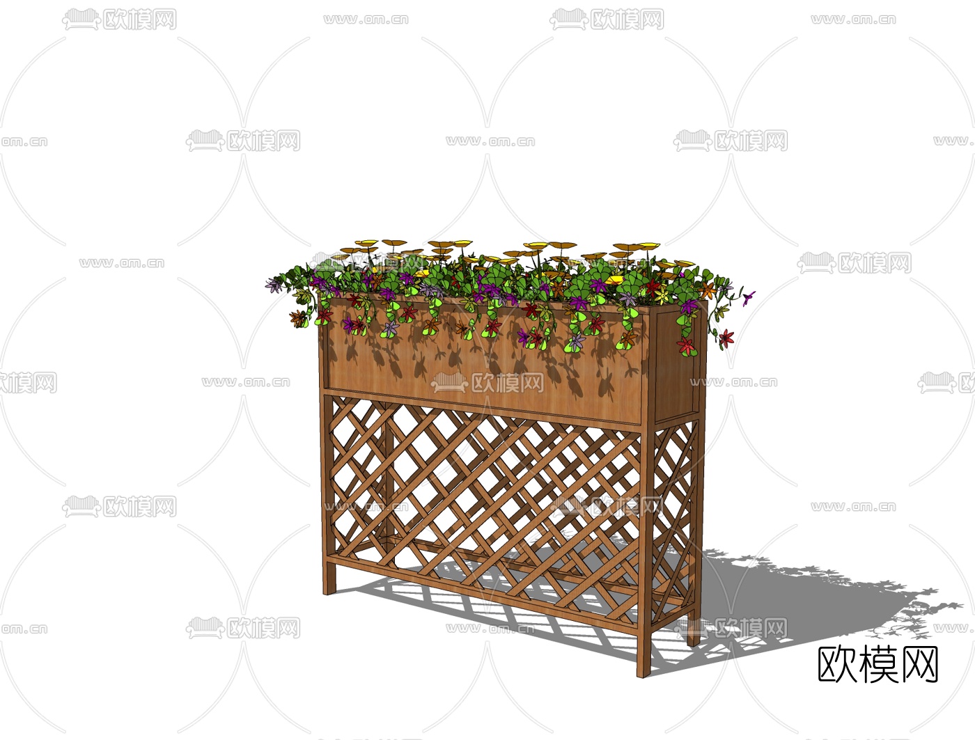欧式花箱盆栽免费su模型下载