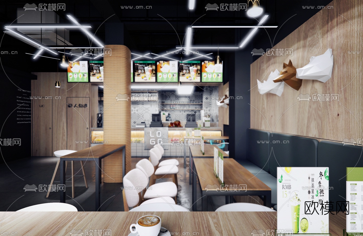工业风奶茶店3d模型