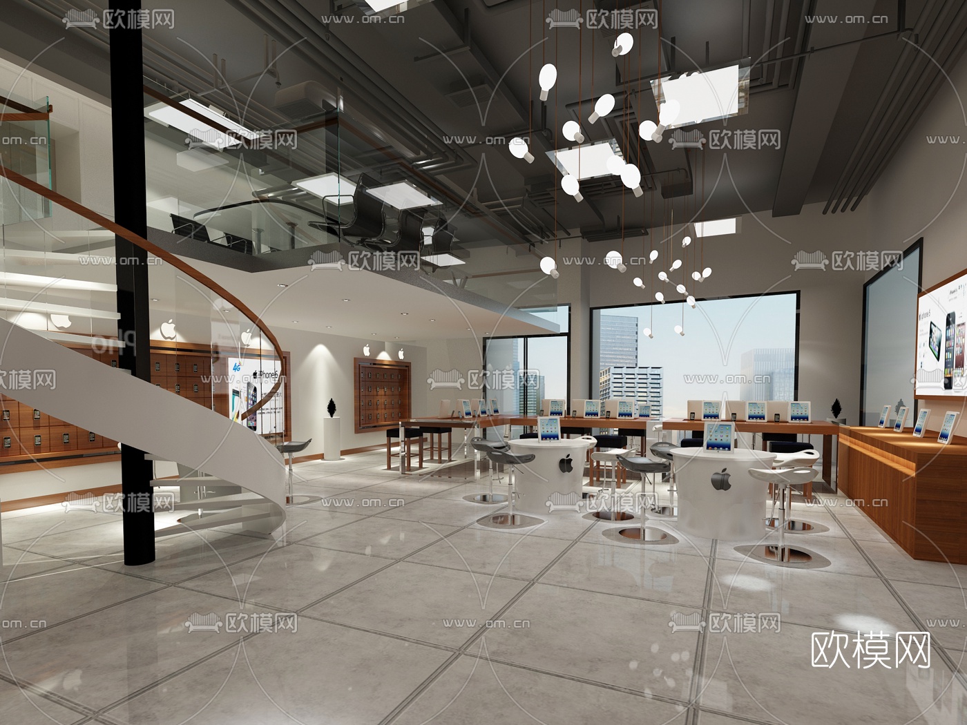 现代苹果手机体验店免费3d模型