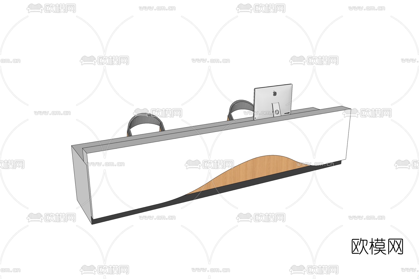 现代办公接待台免费su模型下载