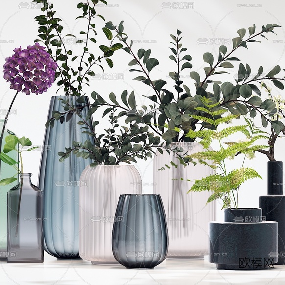 现代花瓶花艺饰品3d模型下载(渲染图2)