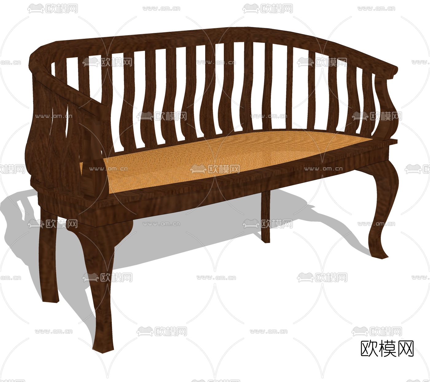 中式实木多人沙发免费su模型下载