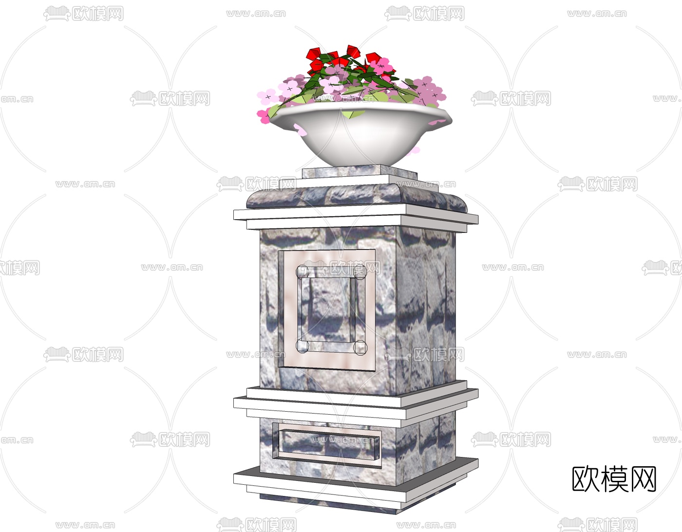 欧式花钵免费su模型下载