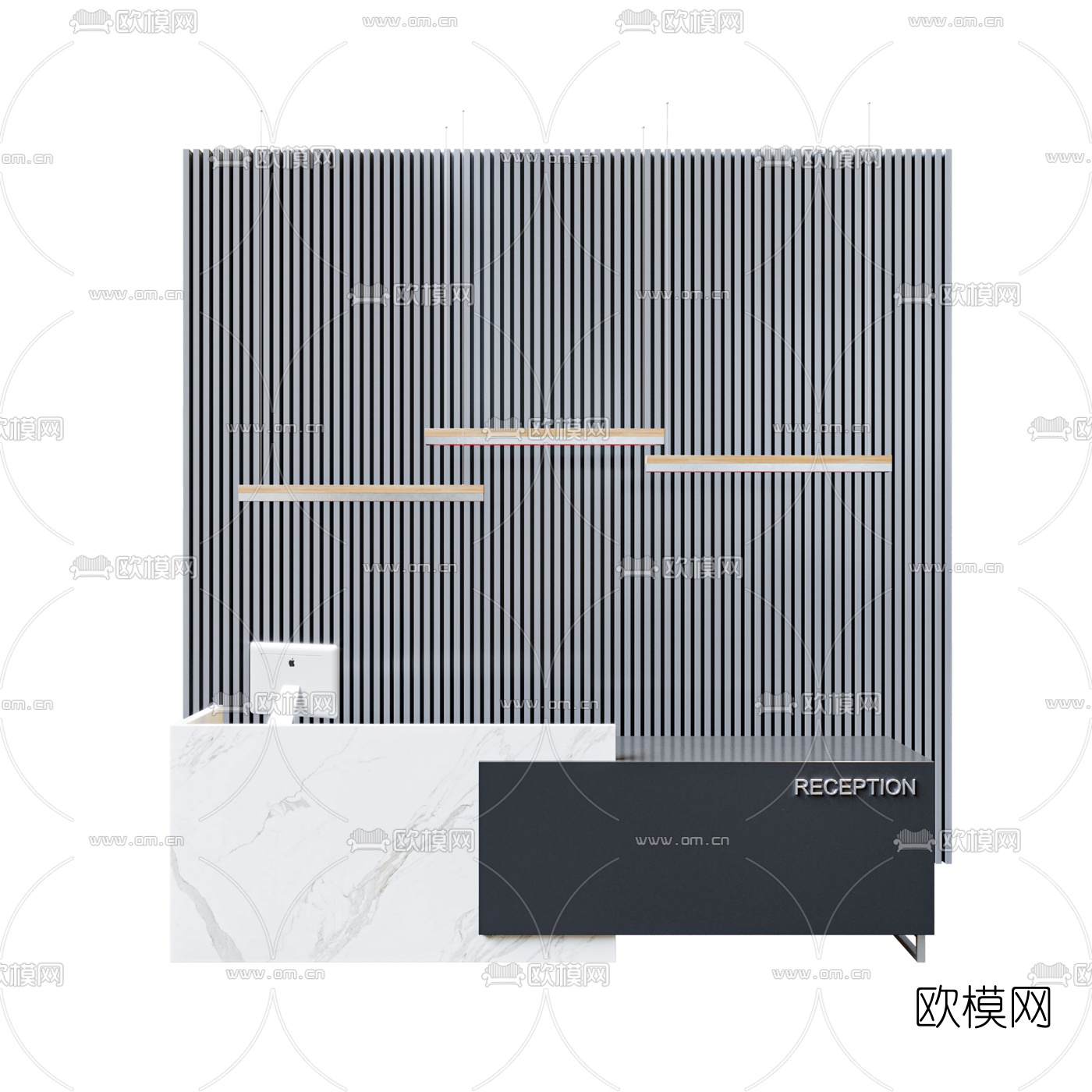 现代大理石服务台接待台3d模型