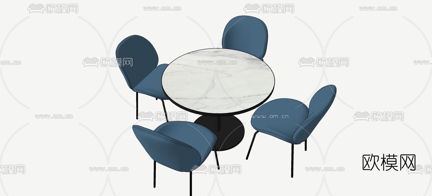 现代大理石休闲桌椅su模型下载