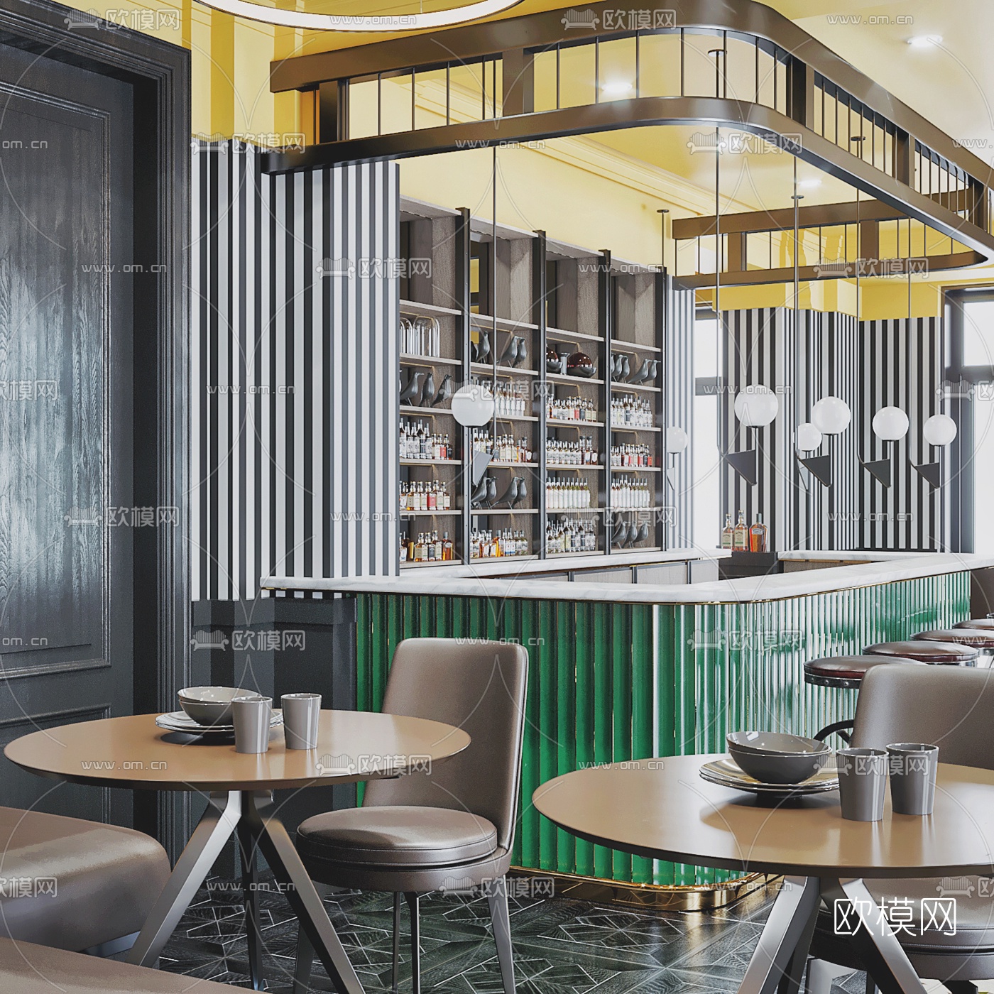 工业风主题餐厅3d模型下载（渲染图10）
