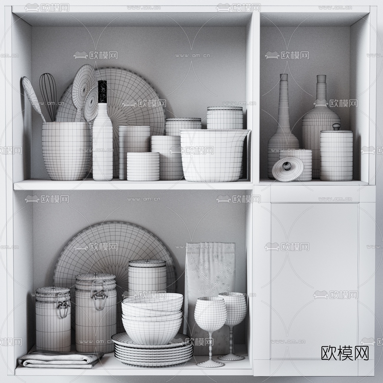 北欧餐具厨具摆件组合3d模型下载（渲染图3）