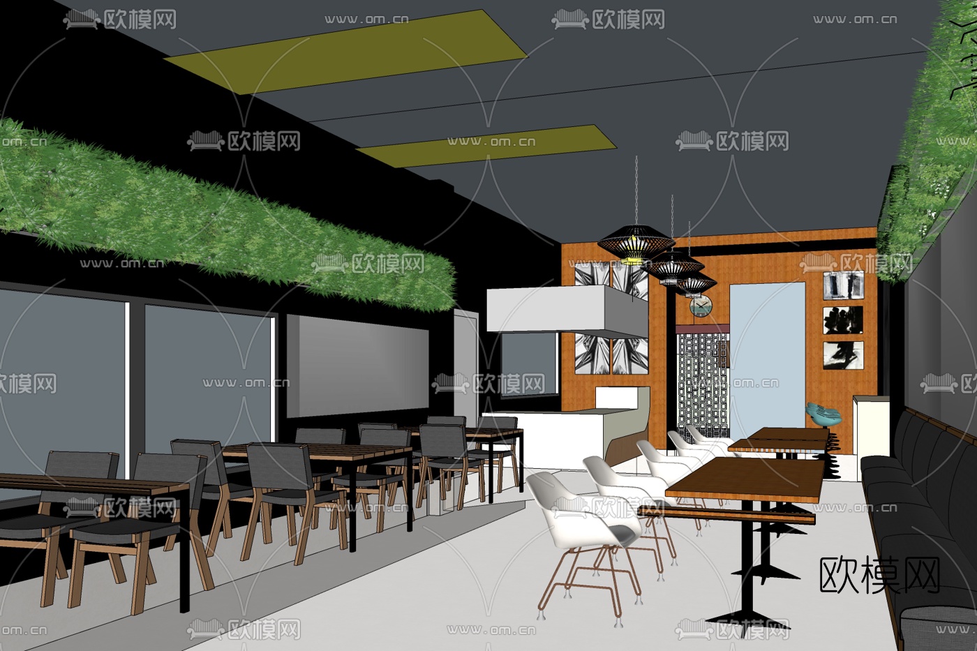 现代快餐店免费su模型