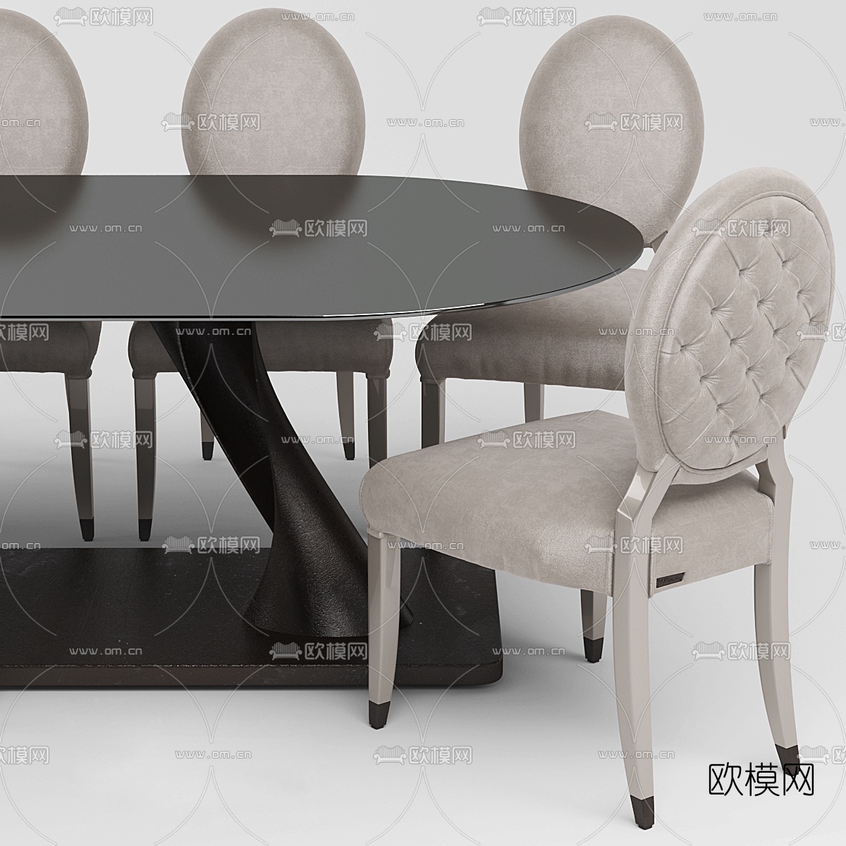 简欧简约餐桌椅3d模型