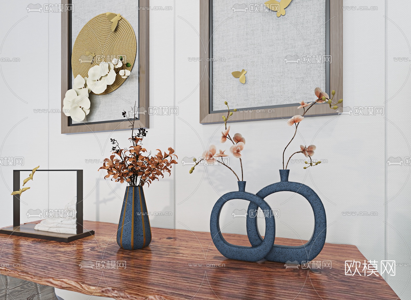 自然风原木端景条案3d模型下载（渲染图2）