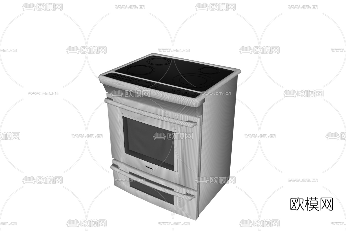 现代烤箱免费su模型下载