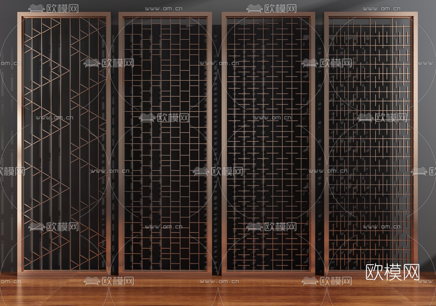 现代金属屏风隔断3d模型下载