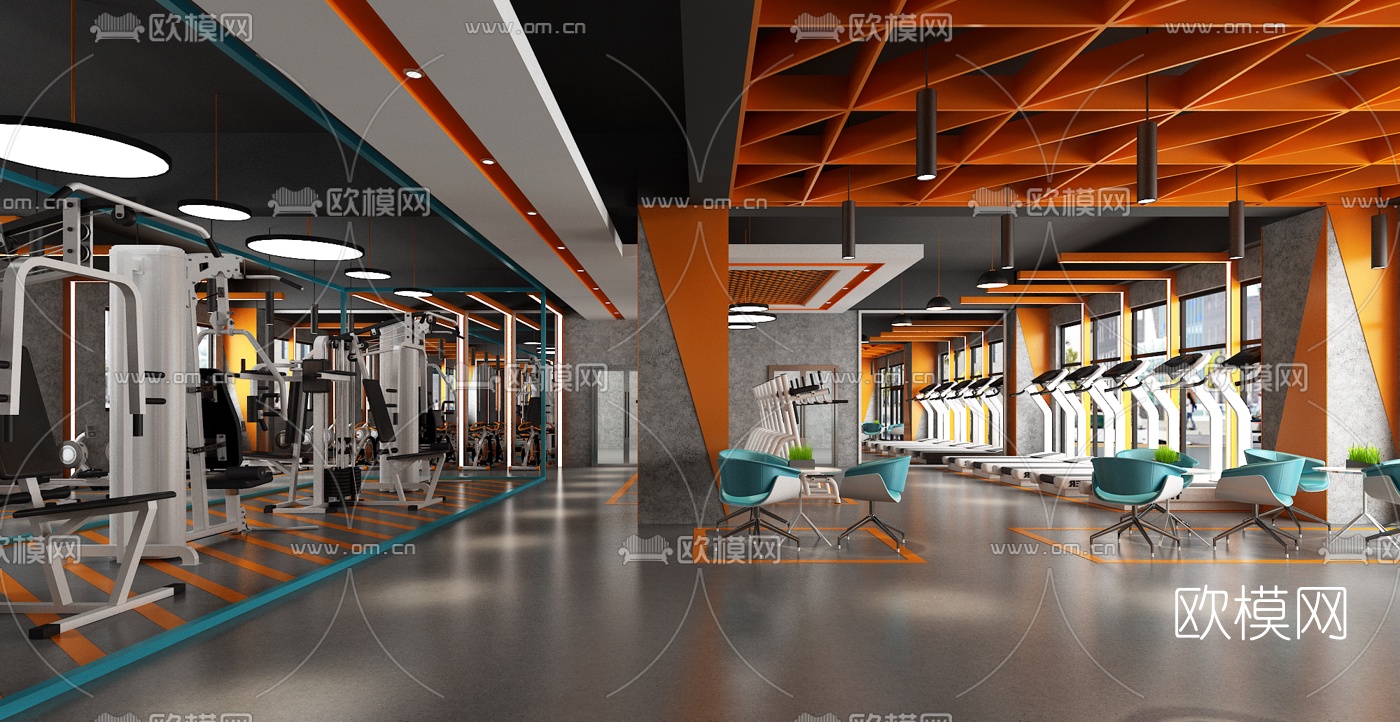 现代健身房3d模型下载（渲染图1）