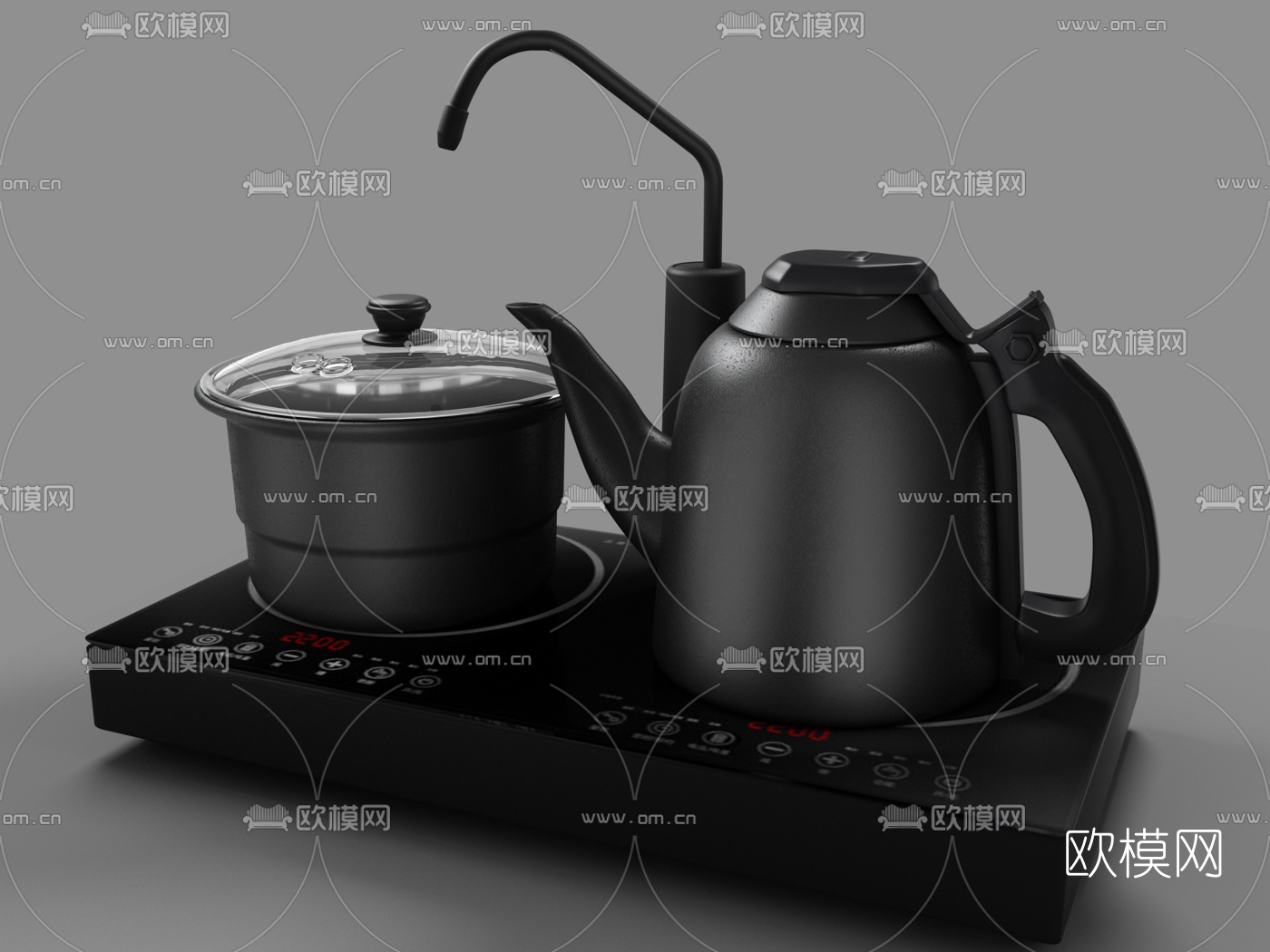 现代自动上水茶台烧水壶3d模型