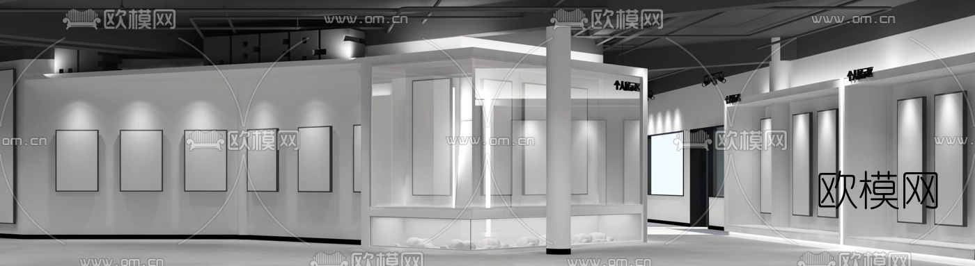 现代美术馆展厅3d模型下载（渲染图2）