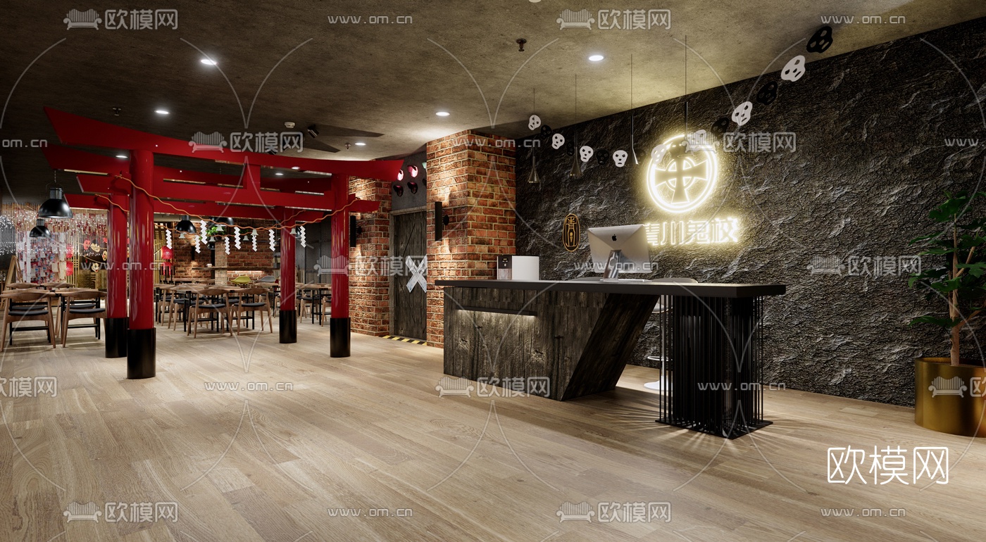 北欧鬼屋接待大厅su模型下载（渲染图3）