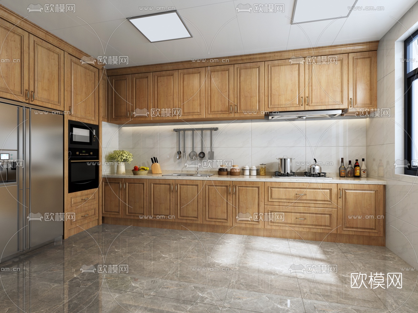 简欧厨房橱柜3d模型