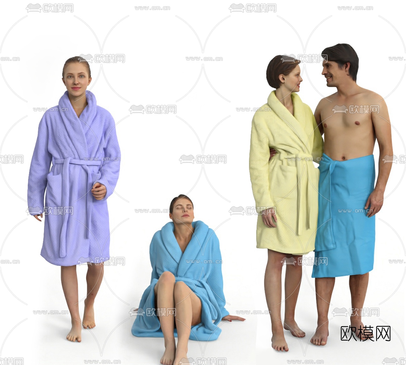 现代水疗桑拿人物3d模型下载（渲染图2）