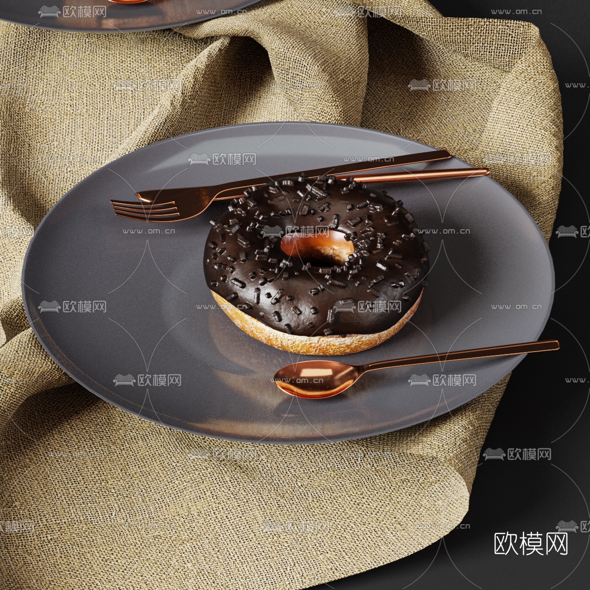 现代餐盘酒杯花瓶装饰品3d模型下载（渲染图3）