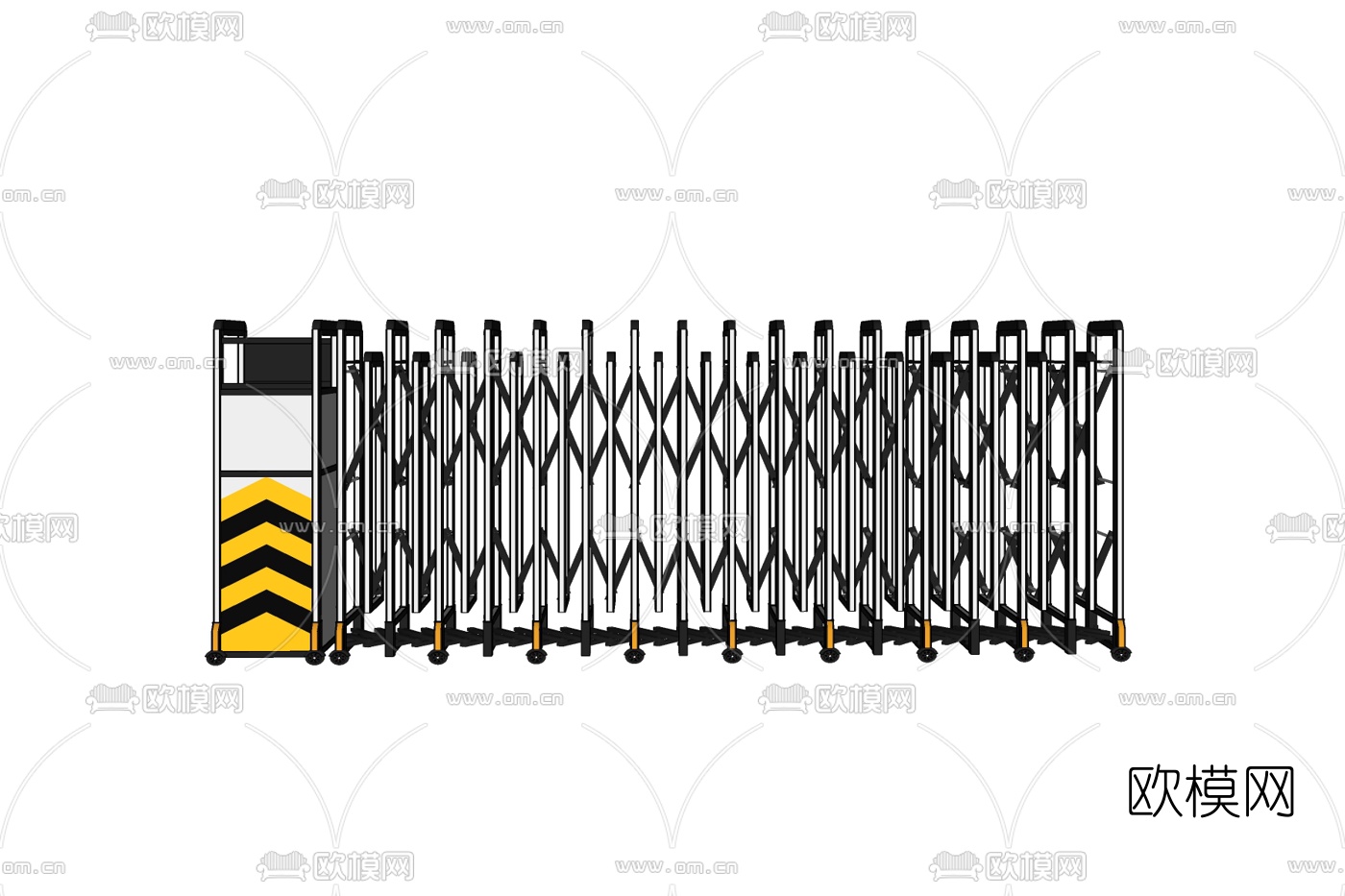现代不锈钢伸缩门免费su模型下载