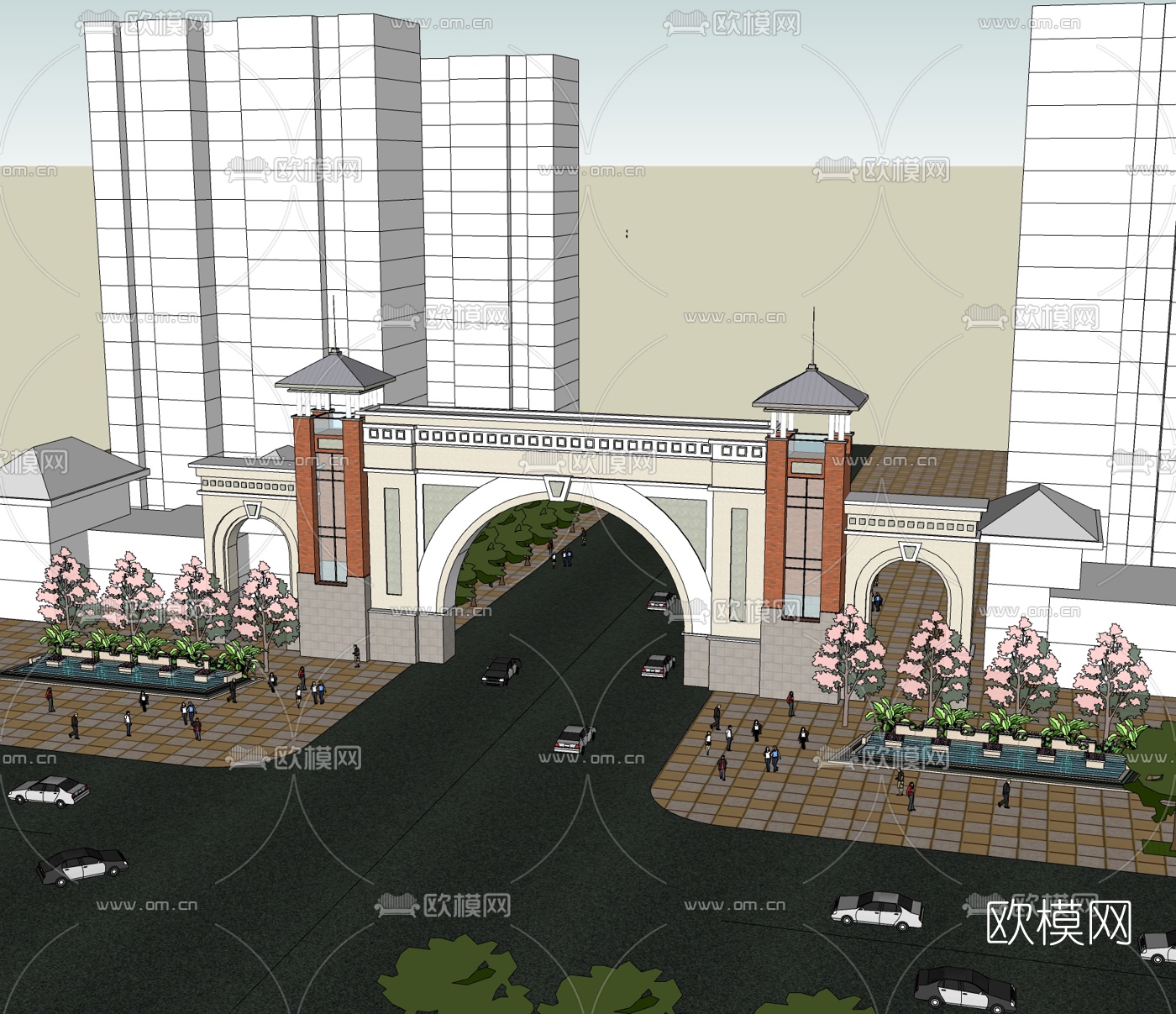 欧式小区门面门头免费su模型下载
