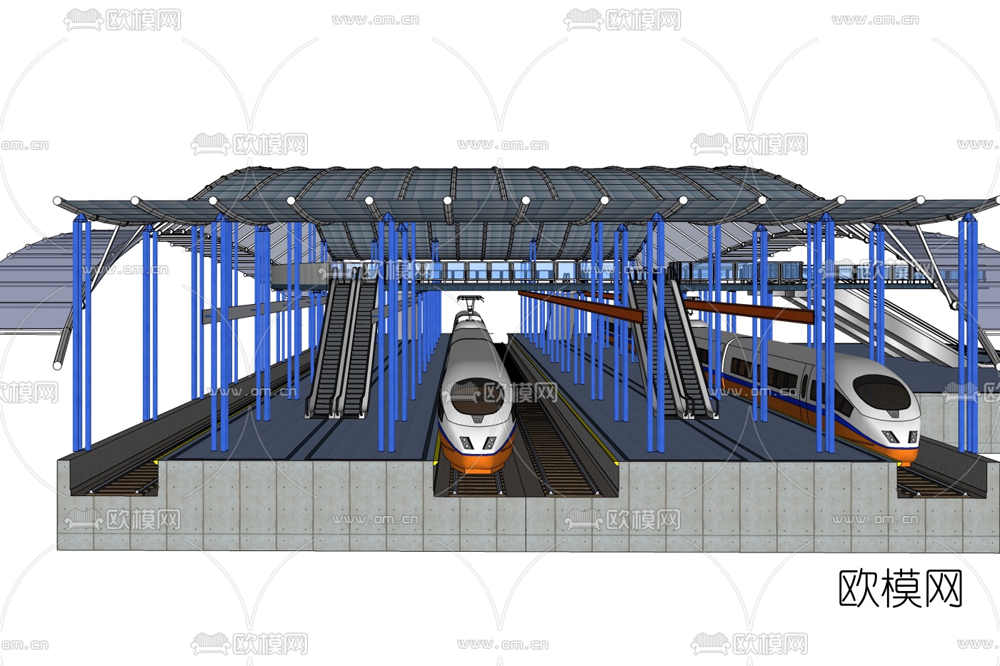 现代高铁站免费su模型