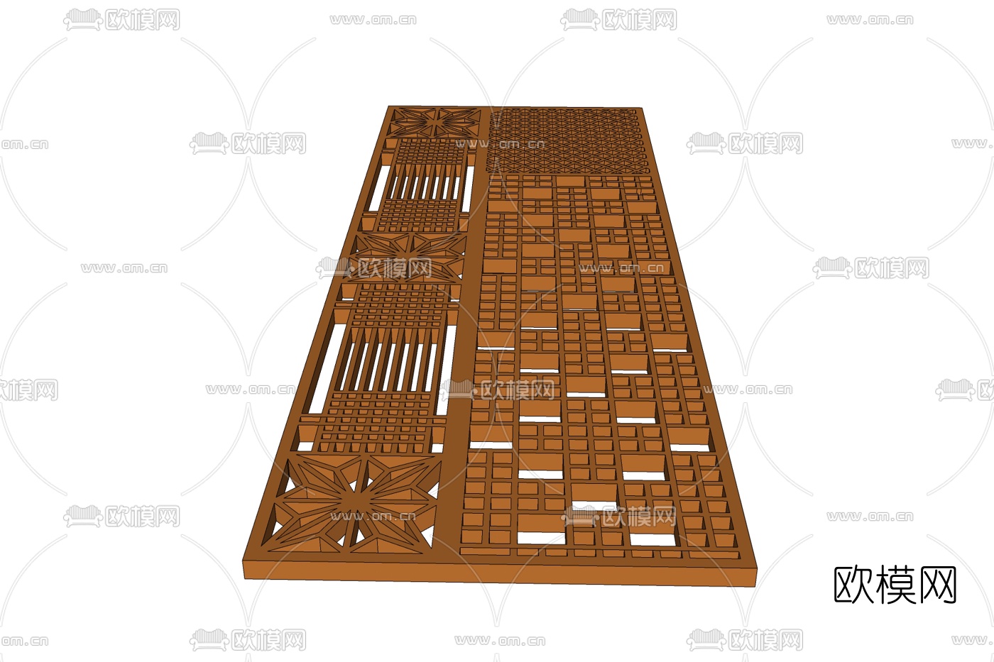 现代花纹隔断屏风免费su模型下载