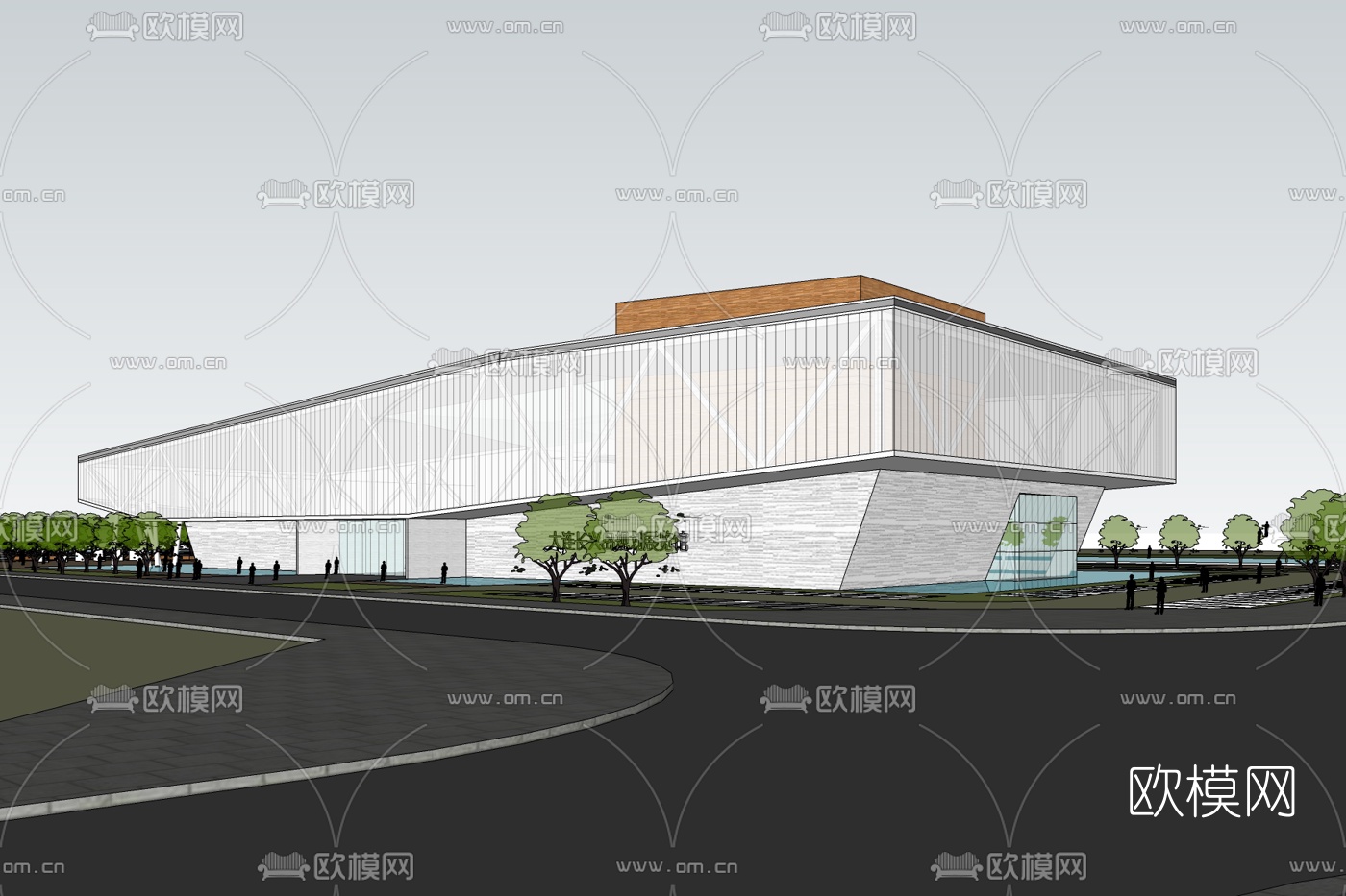 现代展览馆外观免费su模型下载