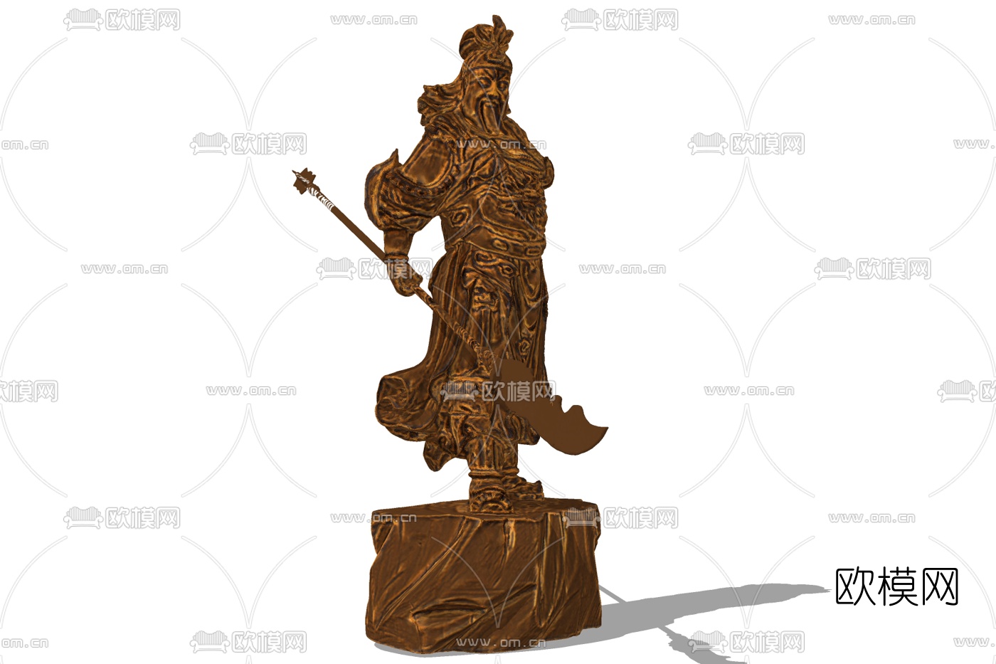中式关羽雕塑免费su模型下载