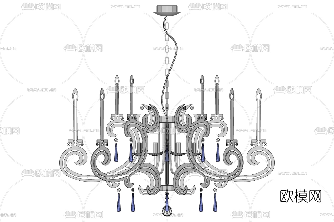 欧式水晶吊灯免费su模型下载