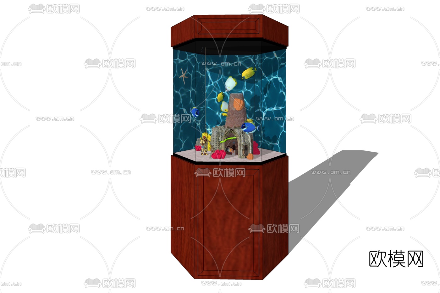 现代立体式鱼缸免费su模型下载
