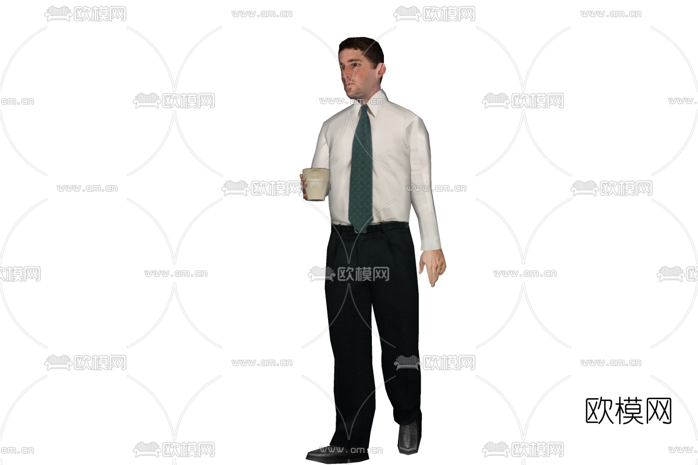 现代拿杯男人免费su模型下载