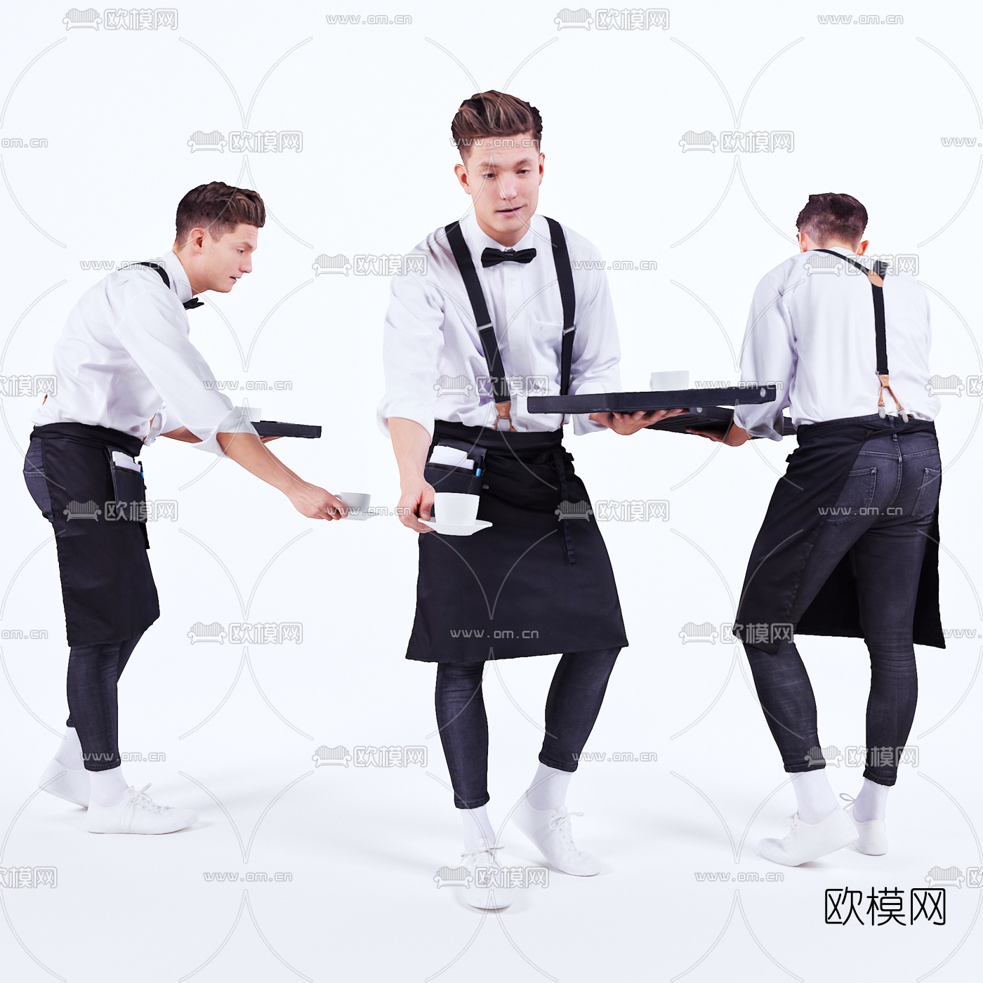 现代男服务员3d模型下载