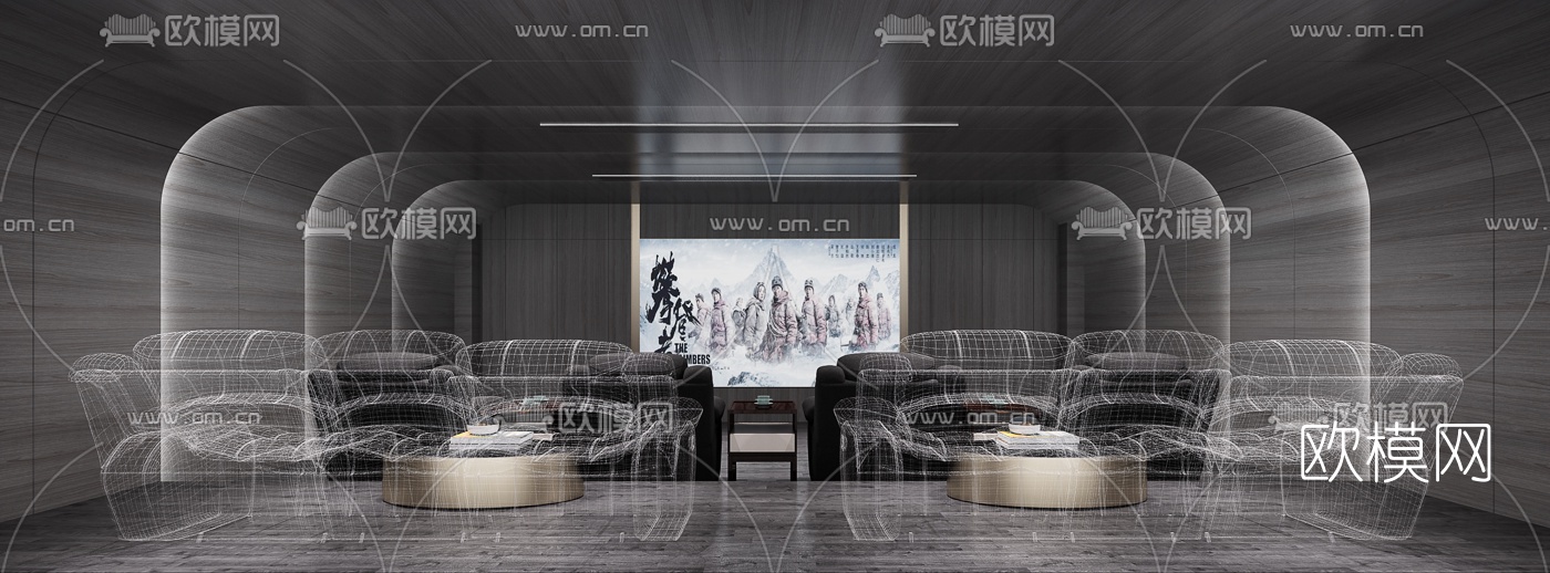 现代别墅影音室3d模型下载
