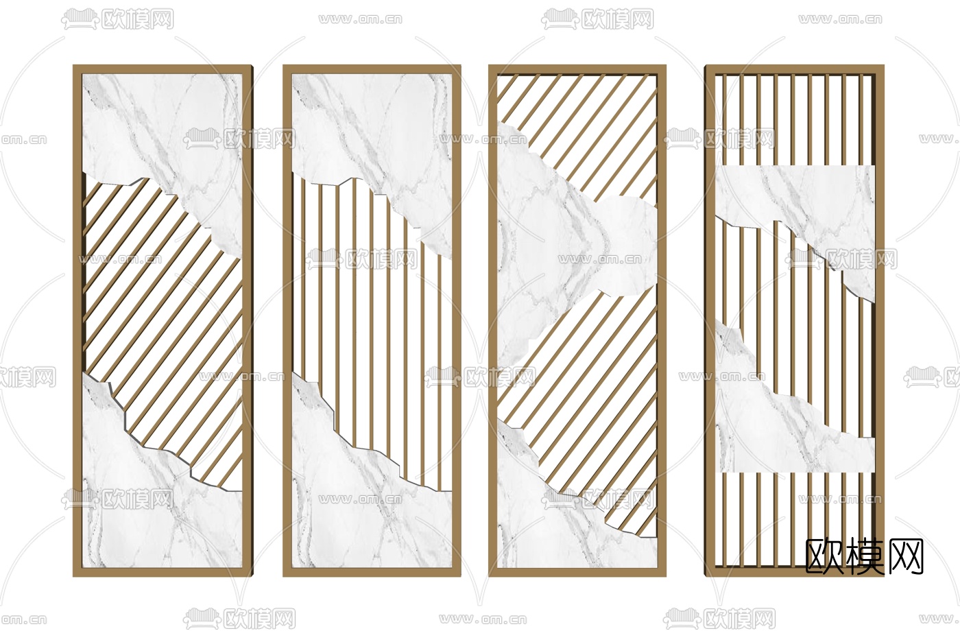 现代金属屏风隔断su模型下载