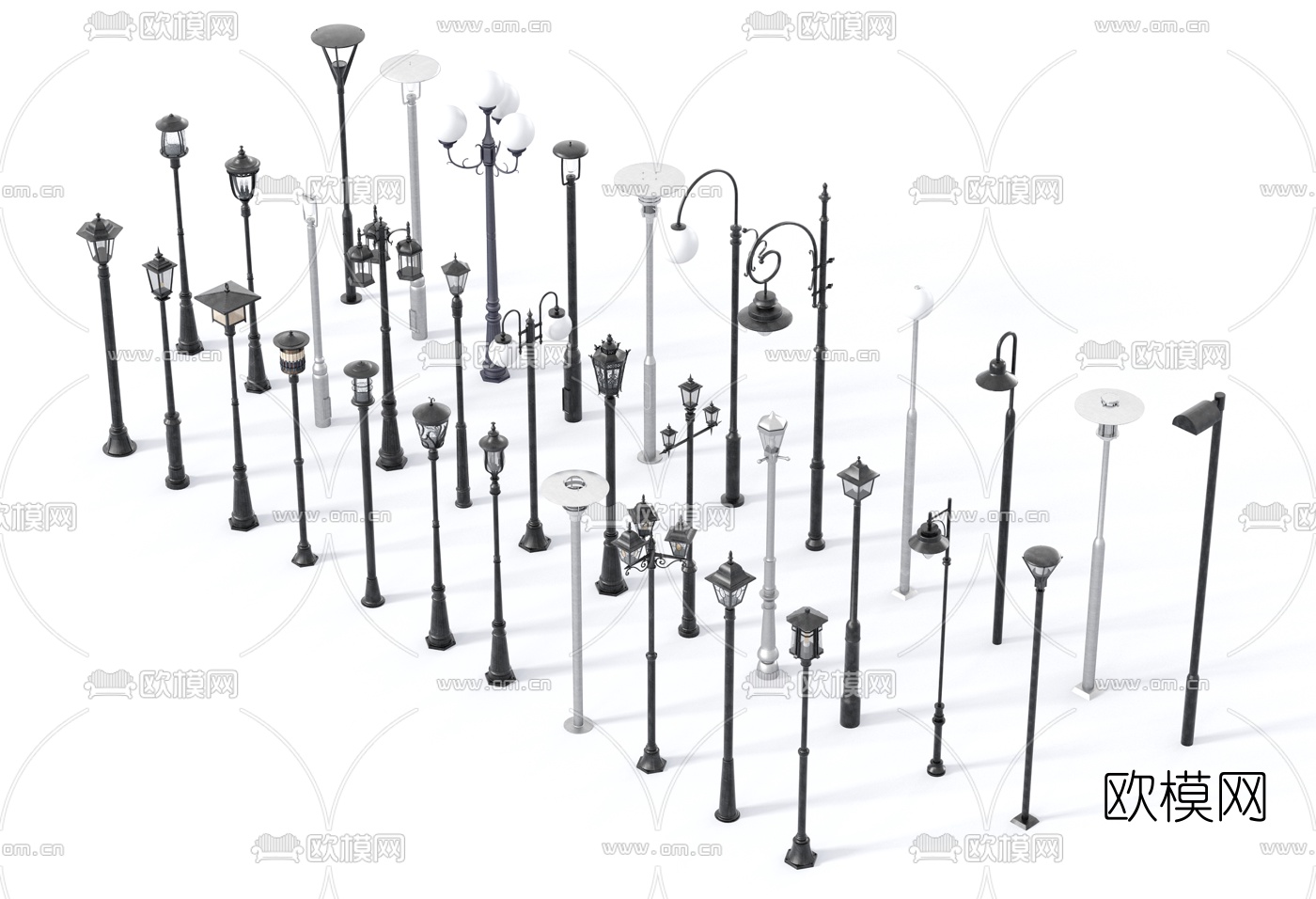 欧式路灯户外灯3d模型下载